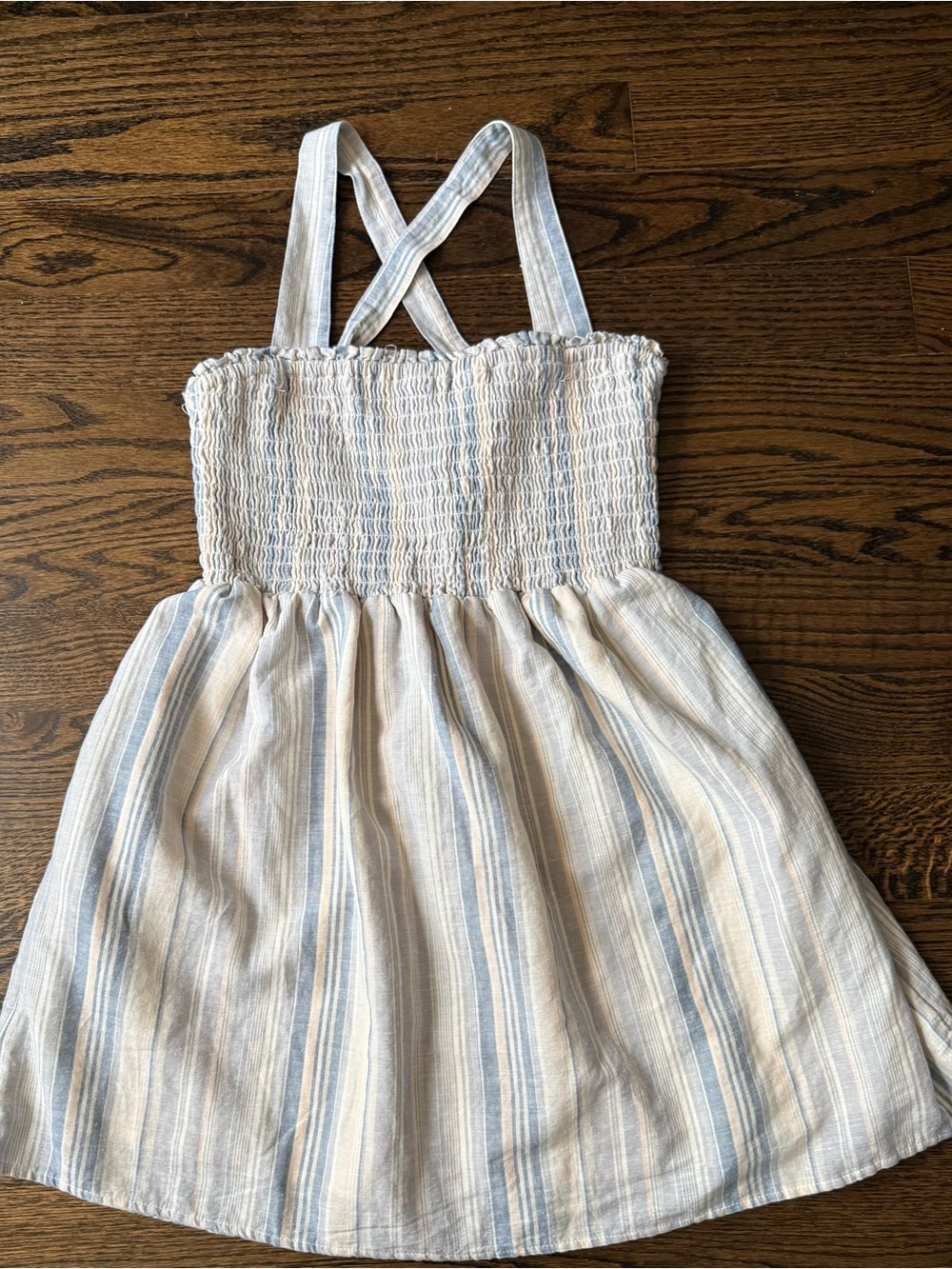 Women's American Eagle Outfitters Blue and Cream Striped Sundress